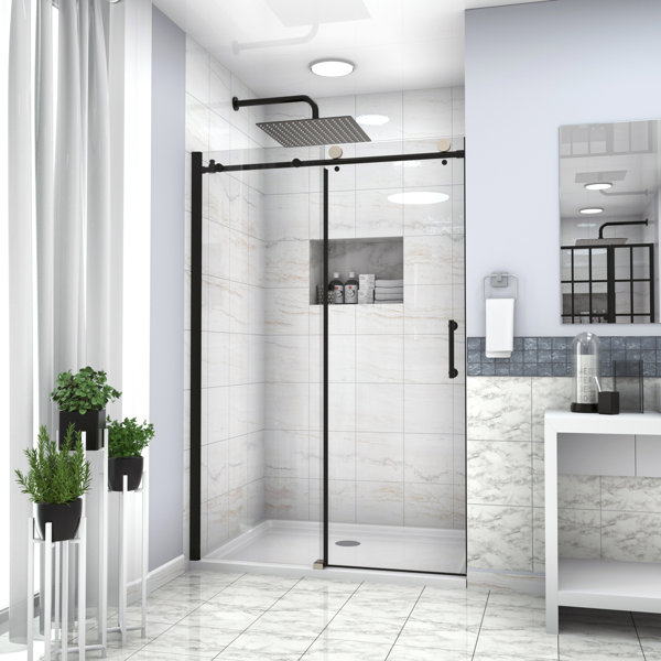Lordear Single Sliding SemiFrameless Shower Door Wayfair